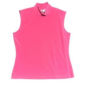 KB & Company Pink Sleeveless Mock Neck Top L Y2K Minimalist Retro Mod Soft Girl